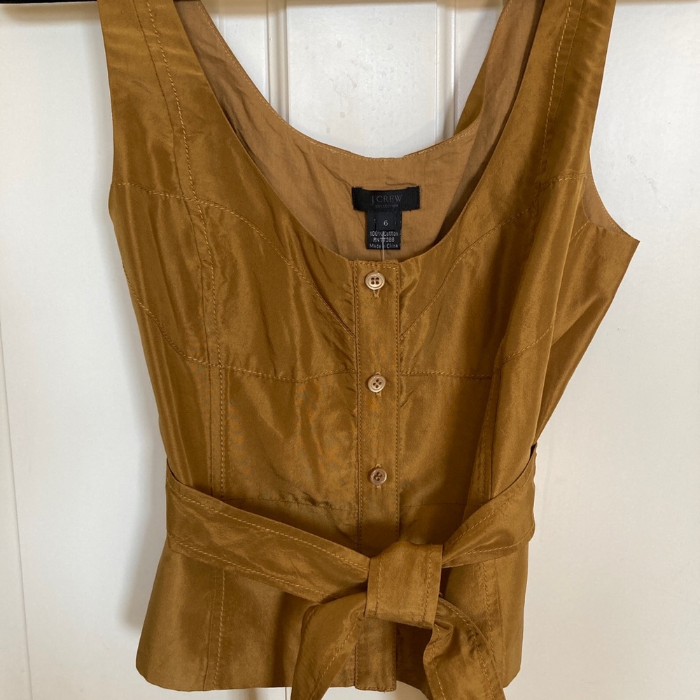 JCrew Collection Gold Belted Top